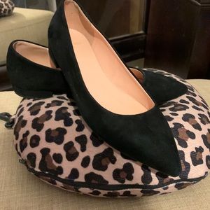 J. Crew black suede flats, NWOT.